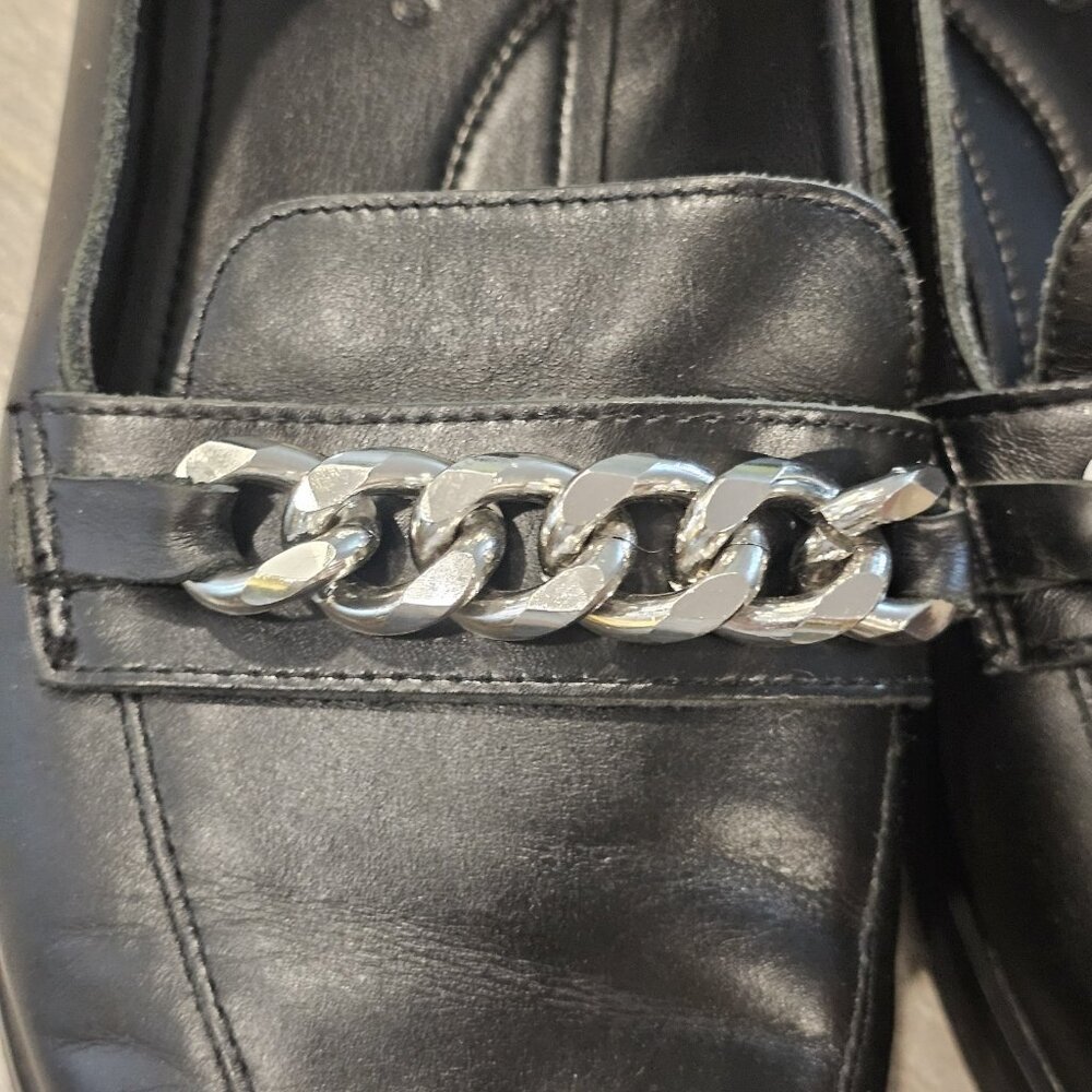 Rag & Co Pola Chain Bit Black Loafers Leather Shoes Womens Size 9 Office Sleek - Picture 8 of 13
